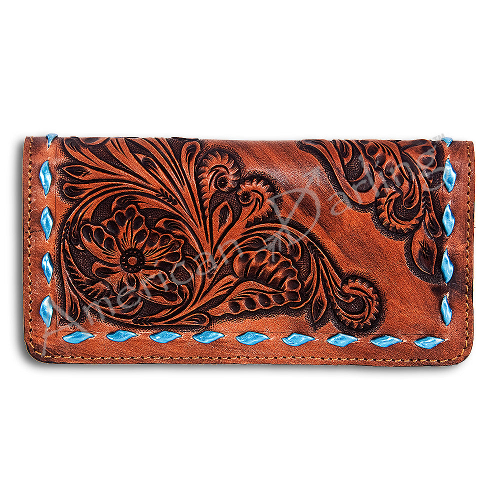 ADBG497 Tooled Leather Floral Long Wallet Western Cowgirl Clutch by American Darling