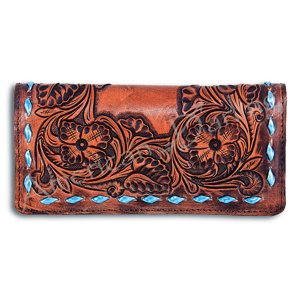 ADBG497 Tooled Leather Floral Long Wallet Western Cowgirl Clutch by American Darling