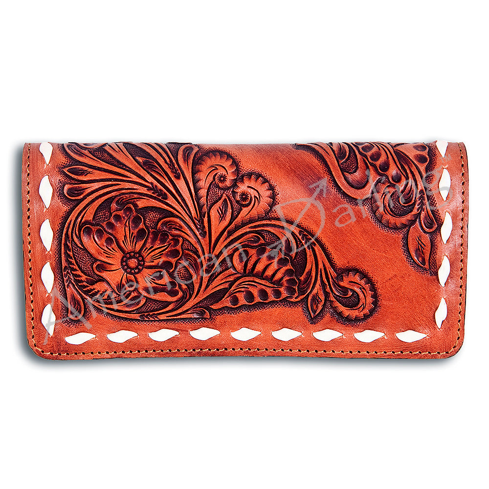 ADBG497 Tooled Leather Floral Long Wallet Western Cowgirl Clutch by American Darling