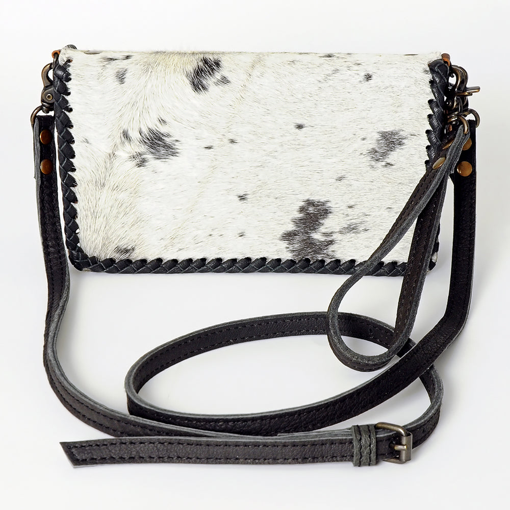 ADBG485 Hair-On Cowhide Organiser bag with Leather Whipstitch Trim