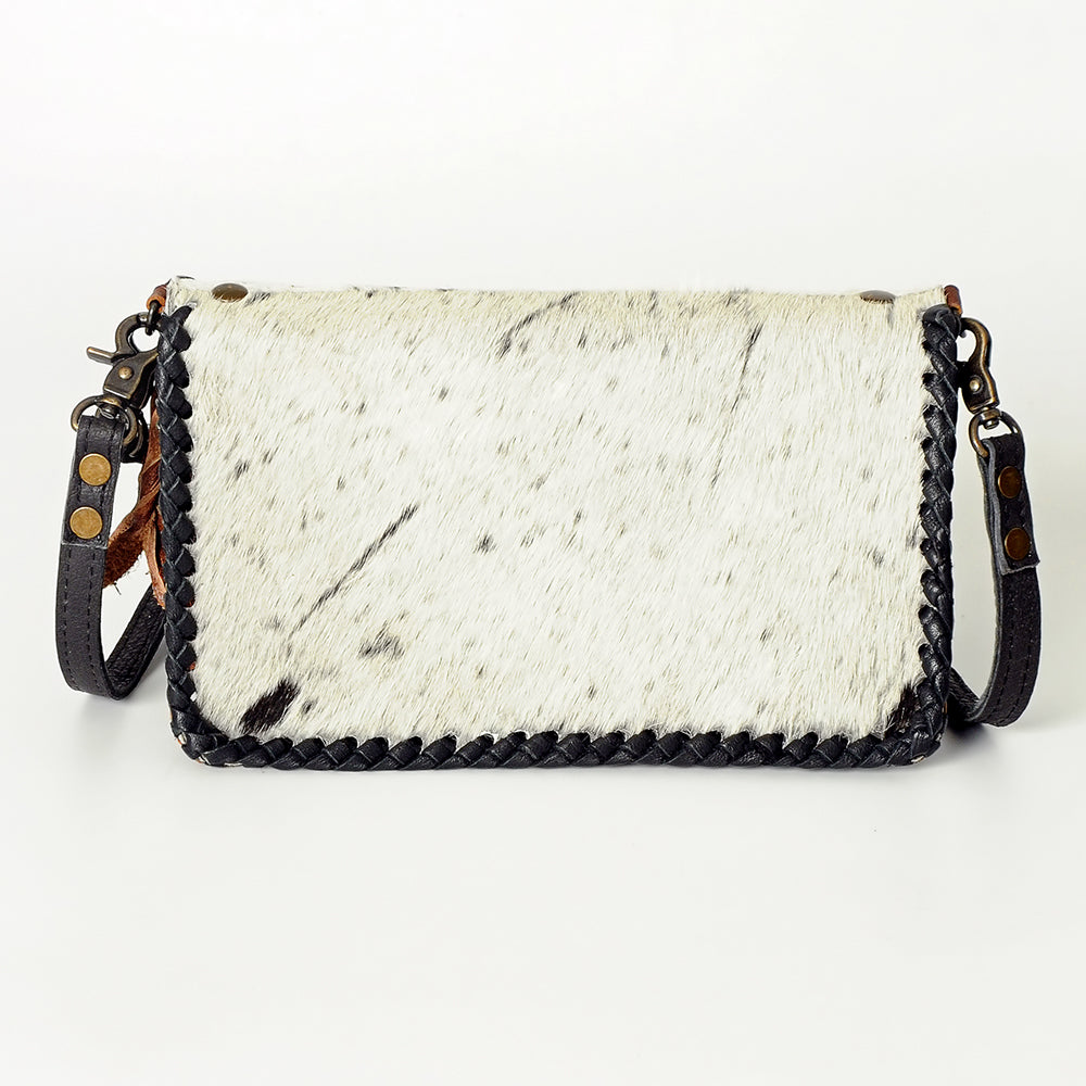 ADBG485 Hair-On Cowhide Organiser bag with Leather Whipstitch Trim