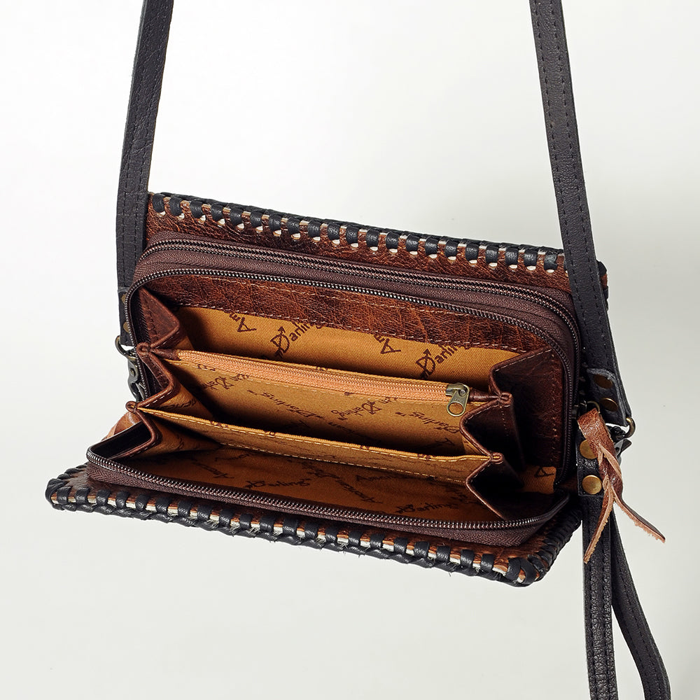 ADBG485 Hair-On Cowhide Organiser bag with Leather Whipstitch Trim