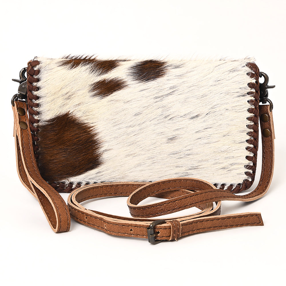 ADBG485 Hair-On Cowhide Organiser bag with Leather Whipstitch Trim