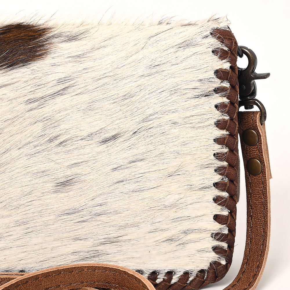 ADBG485 Hair-On Cowhide Organiser bag with Leather Whipstitch Trim