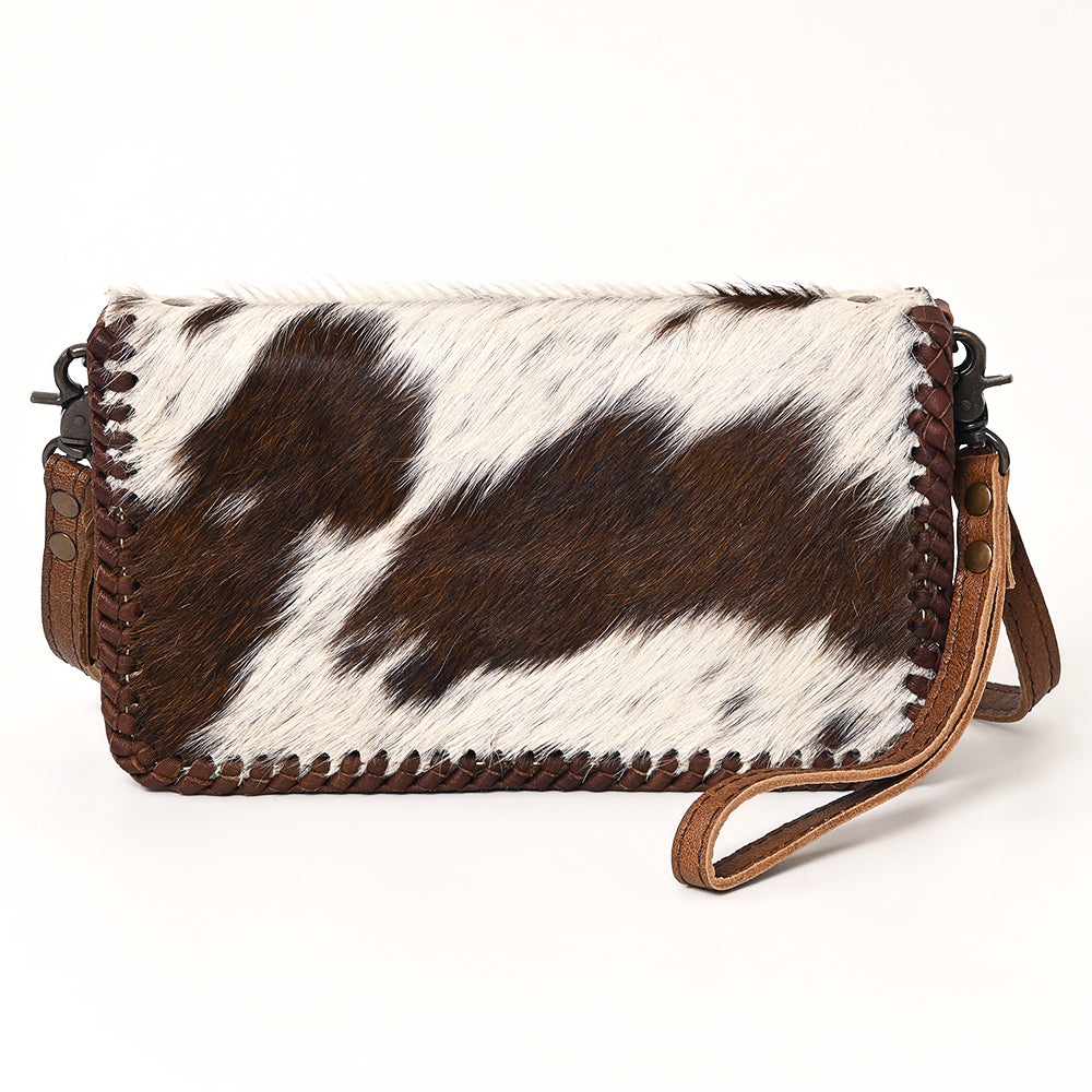 ADBG485 Hair-On Cowhide Organiser bag with Leather Whipstitch Trim