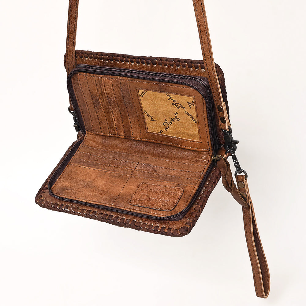 ADBG485 Hair-On Cowhide Organiser bag with Leather Whipstitch Trim
