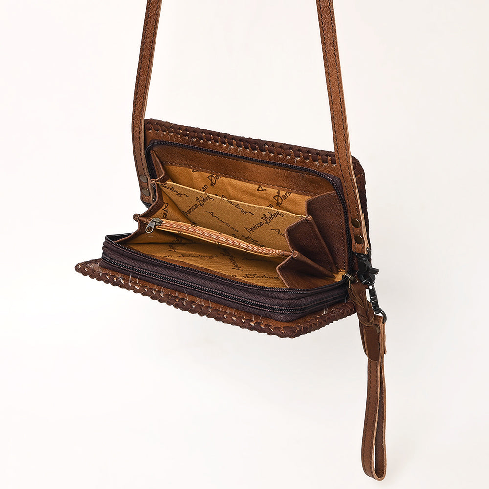 ADBG485 Hair-On Cowhide Organiser bag with Leather Whipstitch Trim