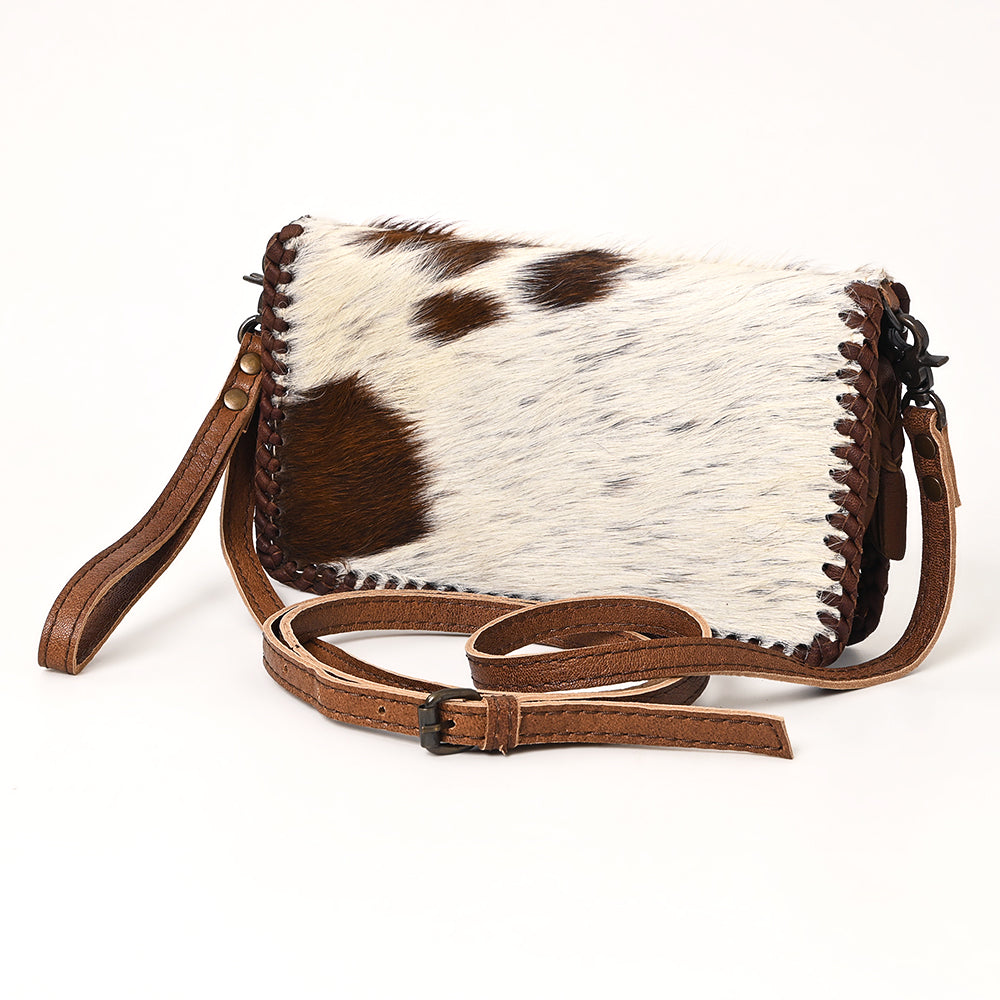 ADBG485 Hair-On Cowhide Organiser bag with Leather Whipstitch Trim