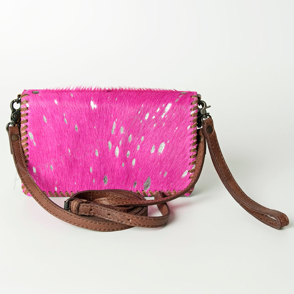 ADBG485 Hair-On Cowhide Organiser bag with Leather Whipstitch Trim