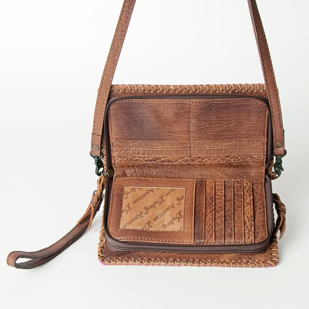 ADBG485 Hair-On Cowhide Organiser bag with Leather Whipstitch Trim