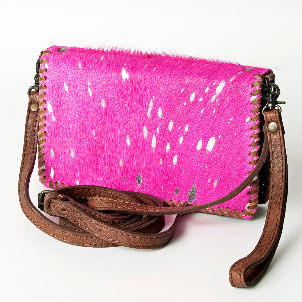 ADBG485 Hair-On Cowhide Organiser bag with Leather Whipstitch Trim