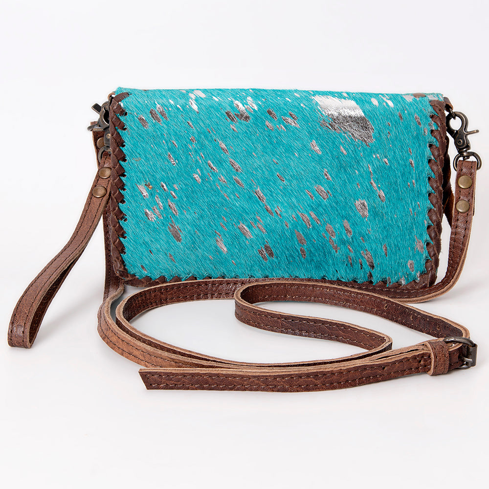 ADBG485 Hair-On Cowhide Organiser bag with Leather Whipstitch Trim