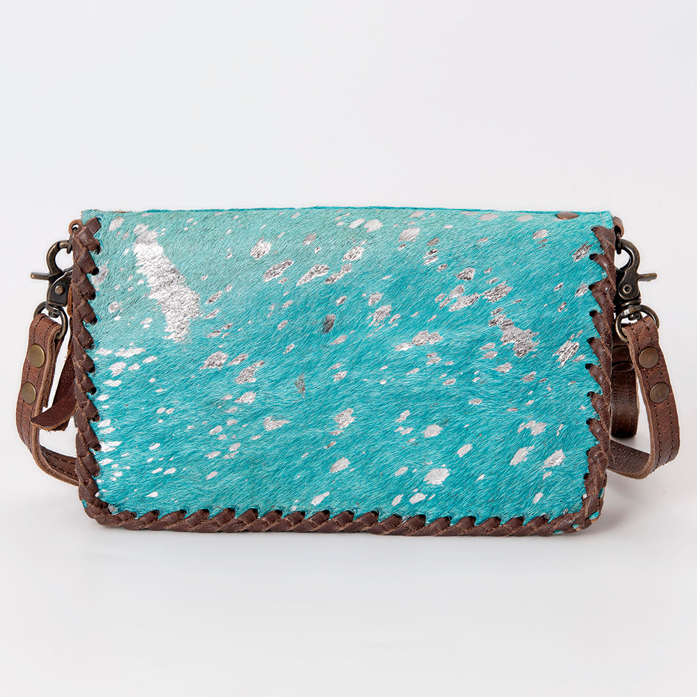 ADBG485 Hair-On Cowhide Organiser bag with Leather Whipstitch Trim