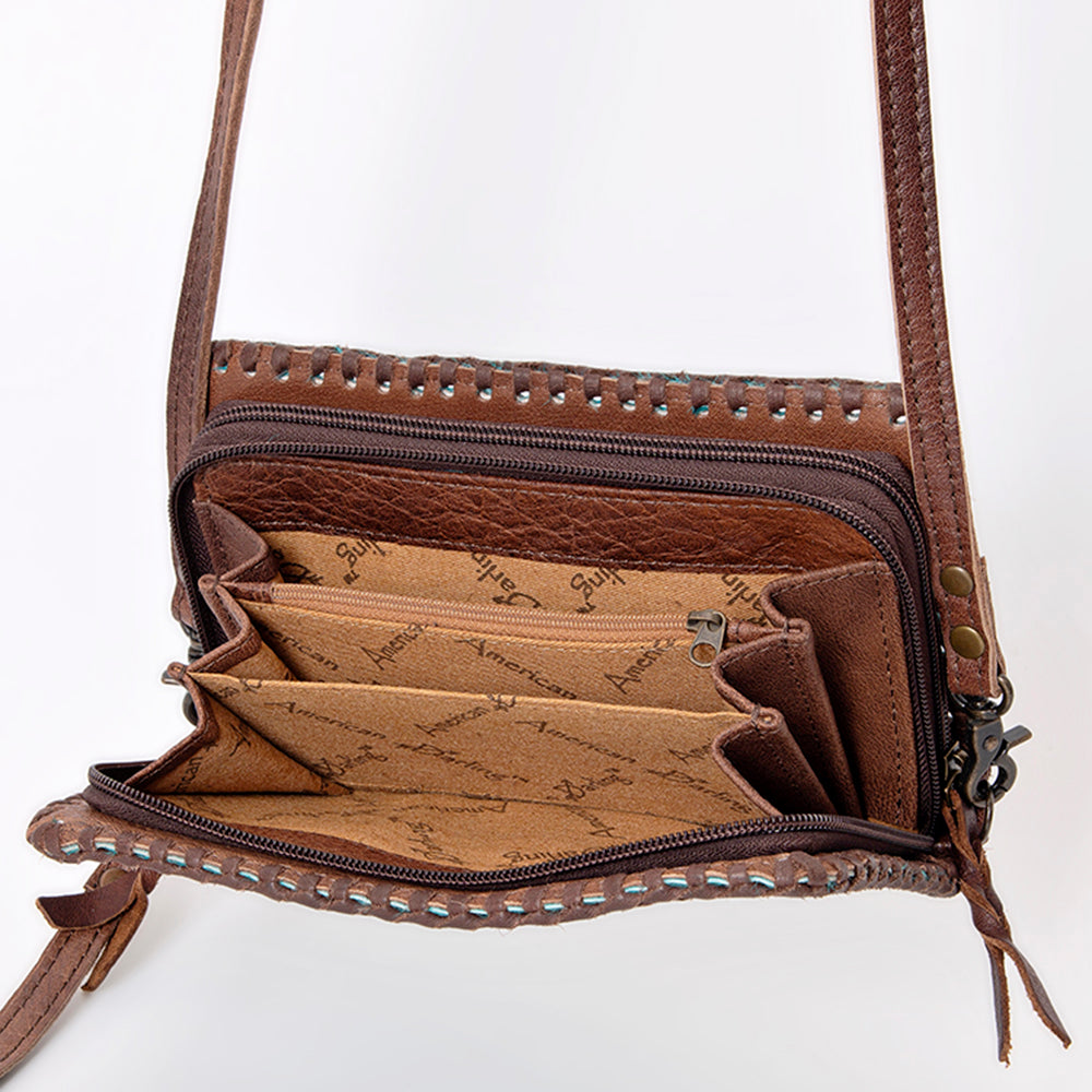 ADBG485 Hair-On Cowhide Organiser bag with Leather Whipstitch Trim