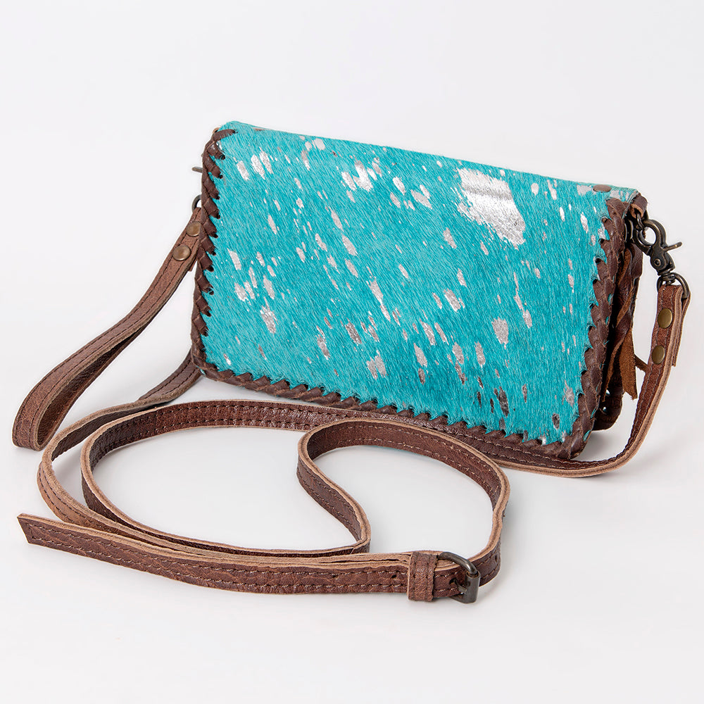 ADBG485 Hair-On Cowhide Organiser bag with Leather Whipstitch Trim