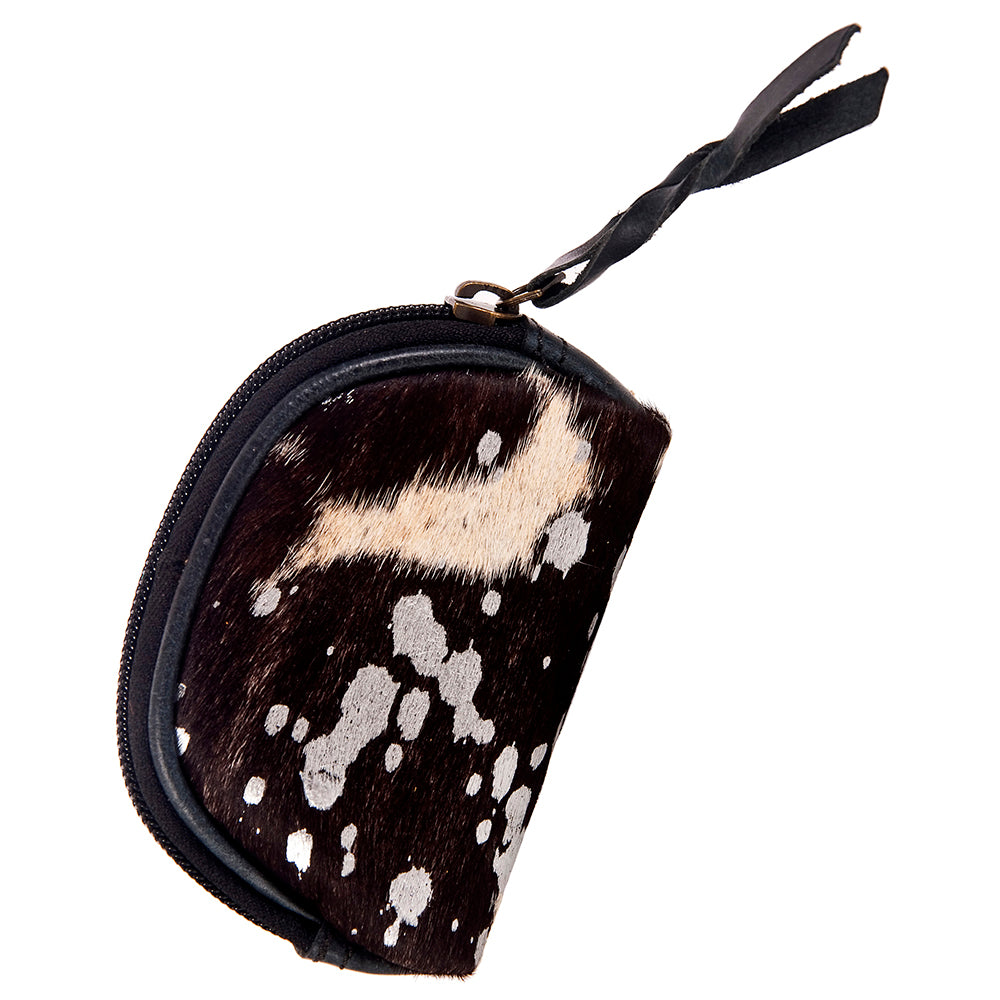 ADBG472 Hair-On Cowhide Leather Coin Purse Western Mini Zip Wallet