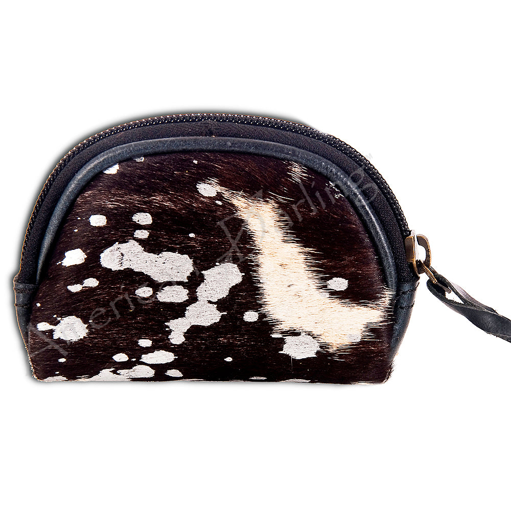 ADBG472 Hair-On Cowhide Leather Coin Purse Western Mini Zip Wallet