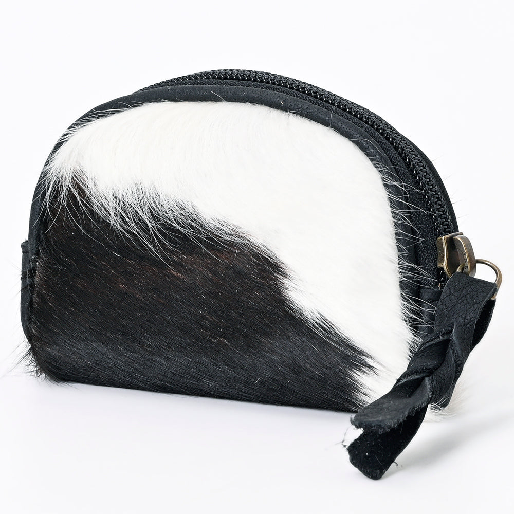ADBG472 Hair-On Cowhide Leather Coin Purse Western Mini Zip Wallet