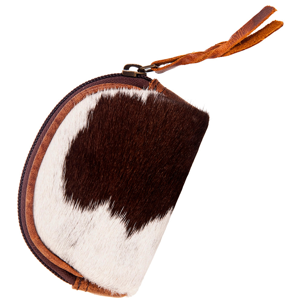 ADBG472 Hair-On Cowhide Leather Coin Purse Western Mini Zip Wallet