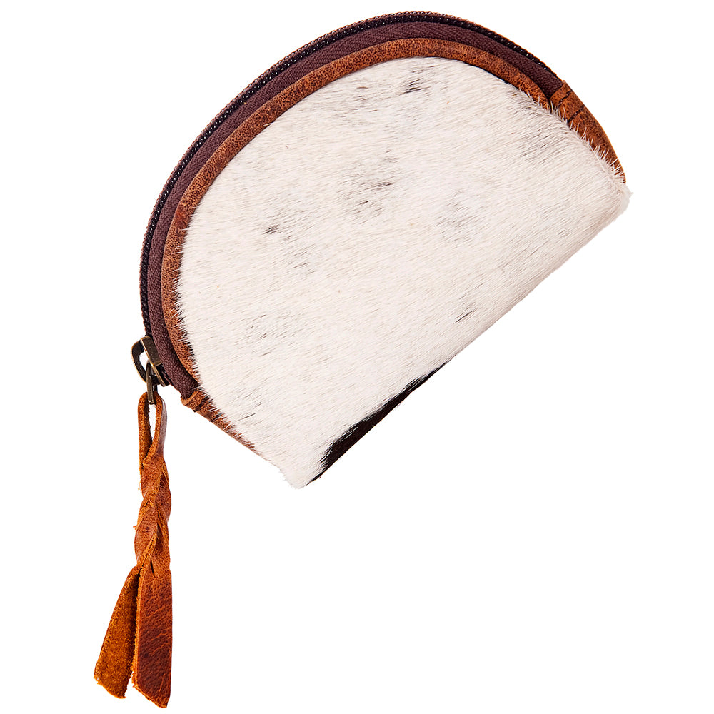 ADBG472 Hair-On Cowhide Leather Coin Purse Western Mini Zip Wallet