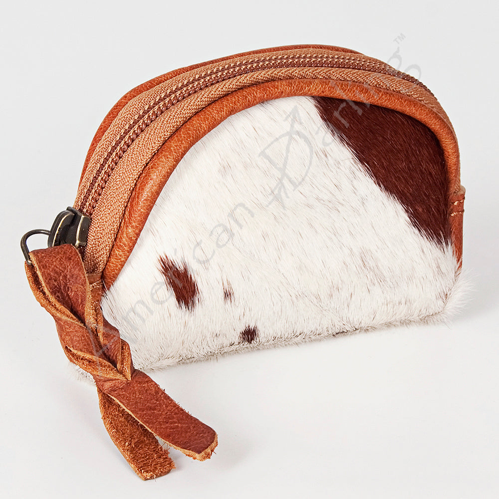 ADBG472 Hair-On Cowhide Leather Coin Purse Western Mini Zip Wallet
