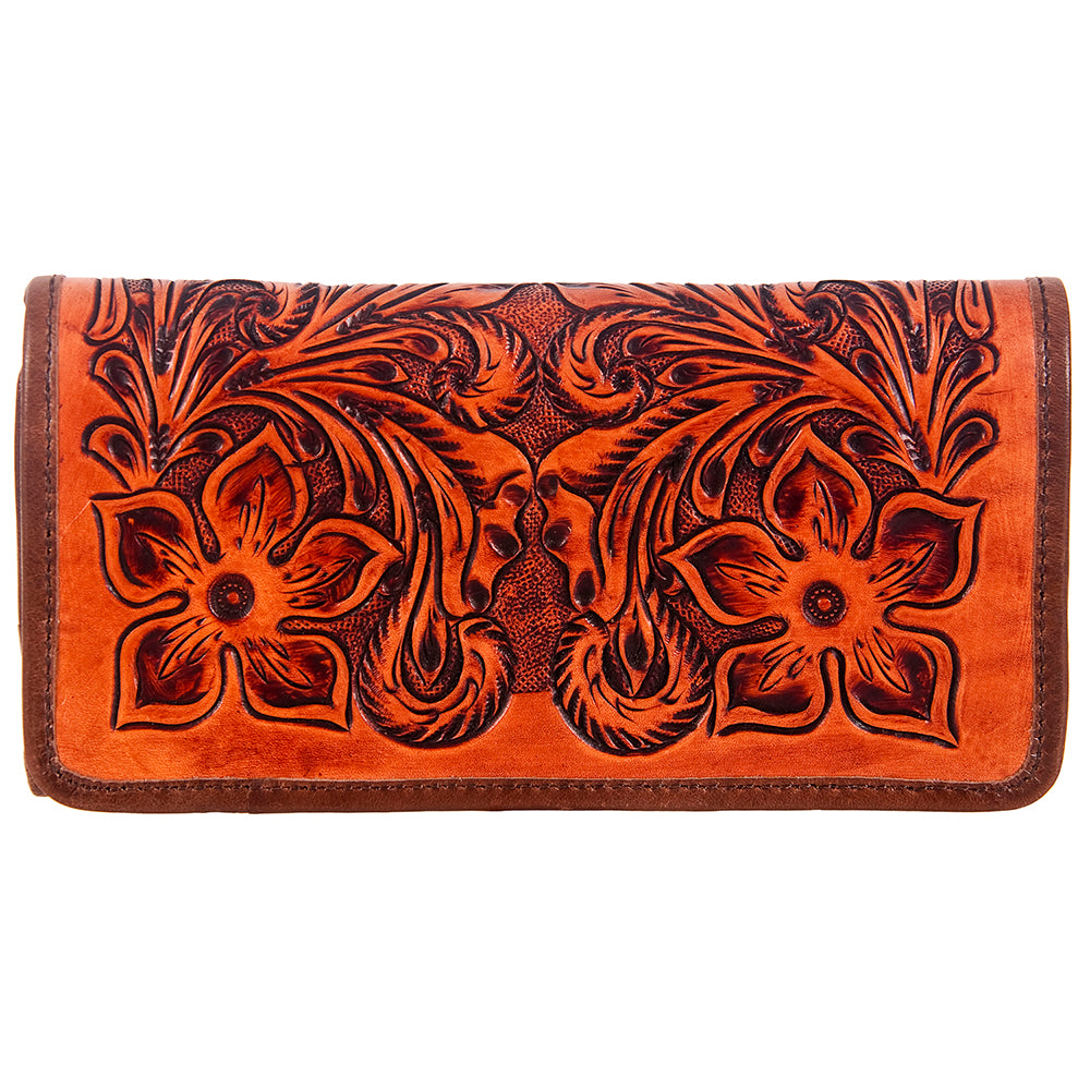 ADBG486 Tooled Leather Floral Long Wallet Western Cowgirl Clutch by American Darling