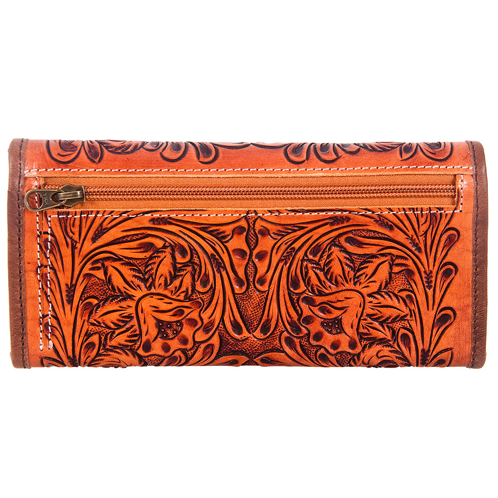 ADBG486 Tooled Leather Floral Long Wallet Western Cowgirl Clutch by American Darling