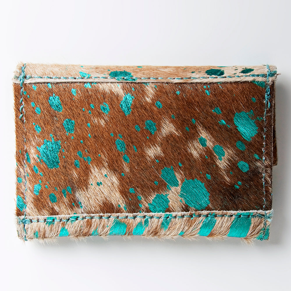 LC-ADBGZ141 Hair-On Cowhide Card Holder - Western Leather Mini Wallet