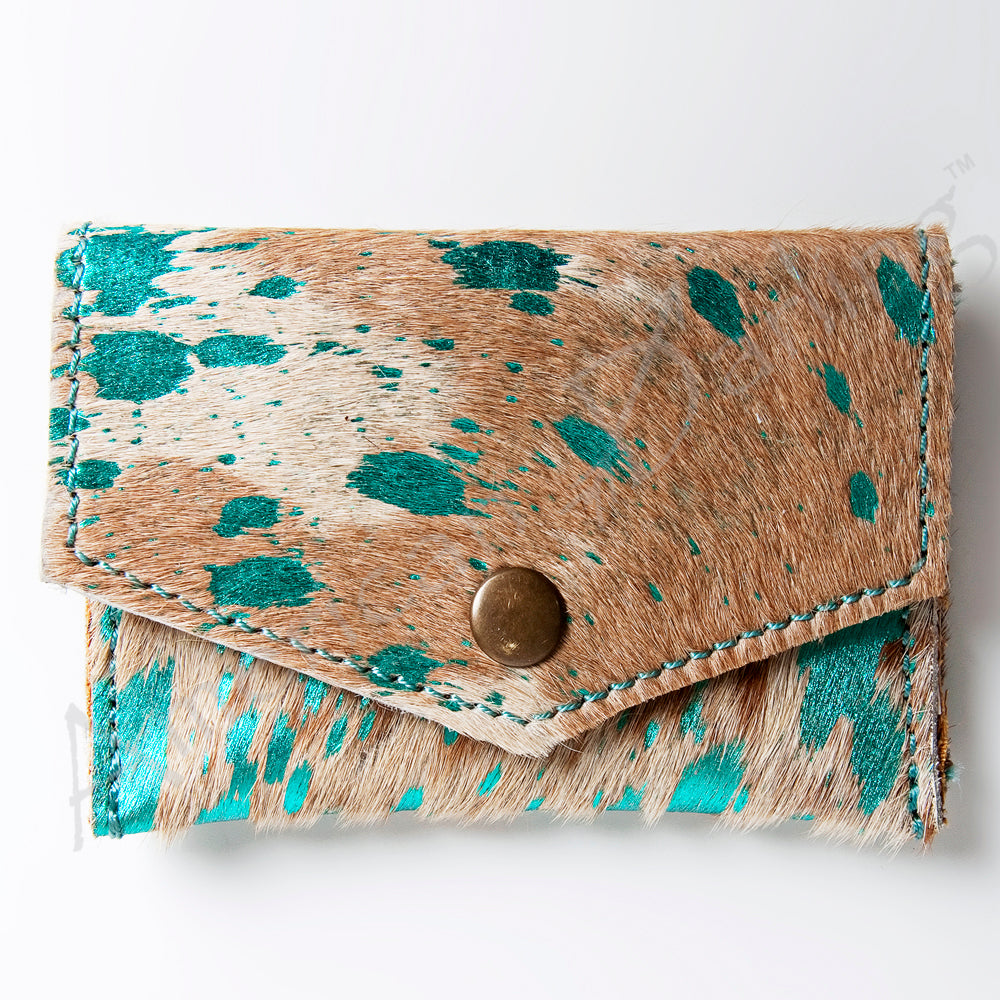 LC-ADBGZ141 Hair-On Cowhide Card Holder - Western Leather Mini Wallet