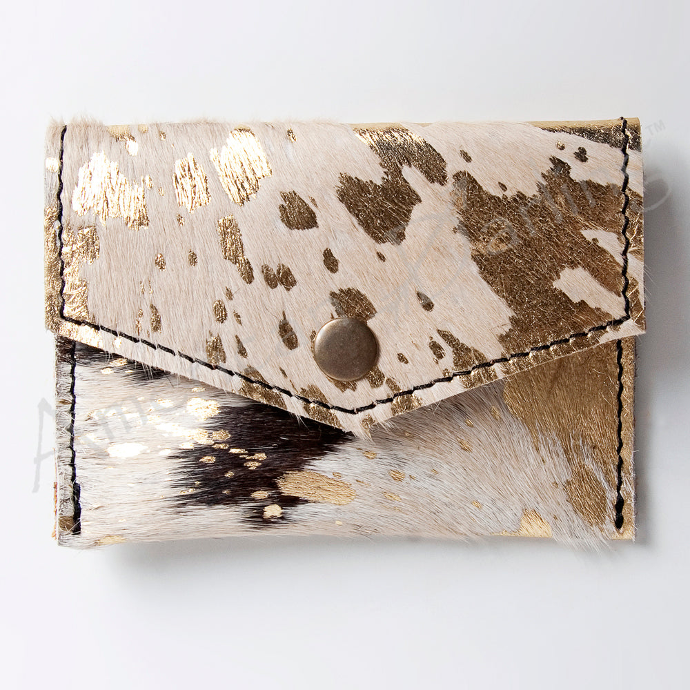 LC-ADBGZ141 Hair-On Cowhide Card Holder - Western Leather Mini Wallet