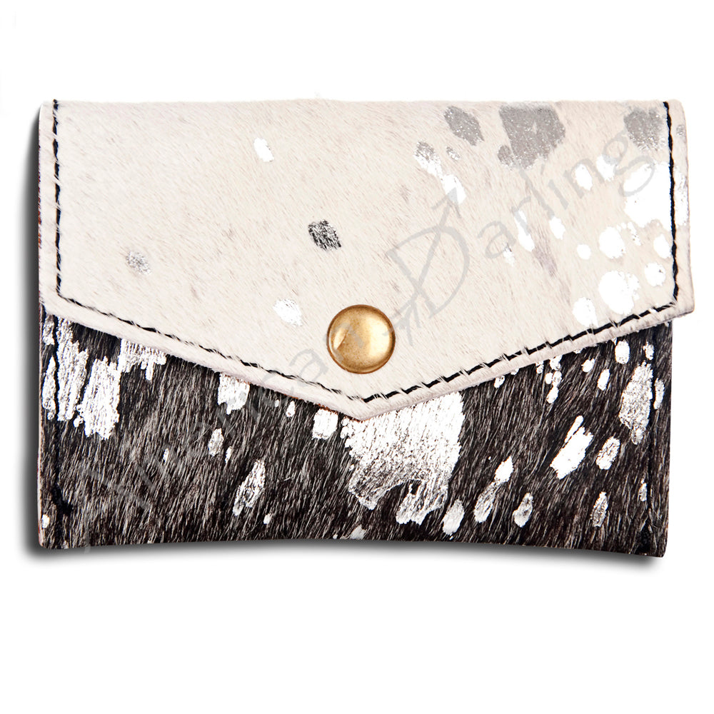 LC-ADBGZ141 Hair-On Cowhide Card Holder - Western Leather Mini Wallet
