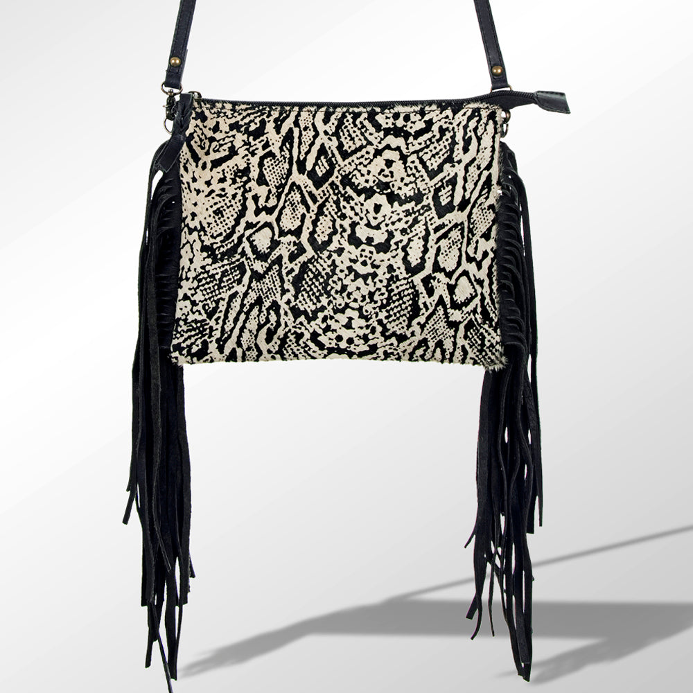 ADBG109 American Darling Western Leather Crossbody Bag Hair-On Cowhide and Fringe