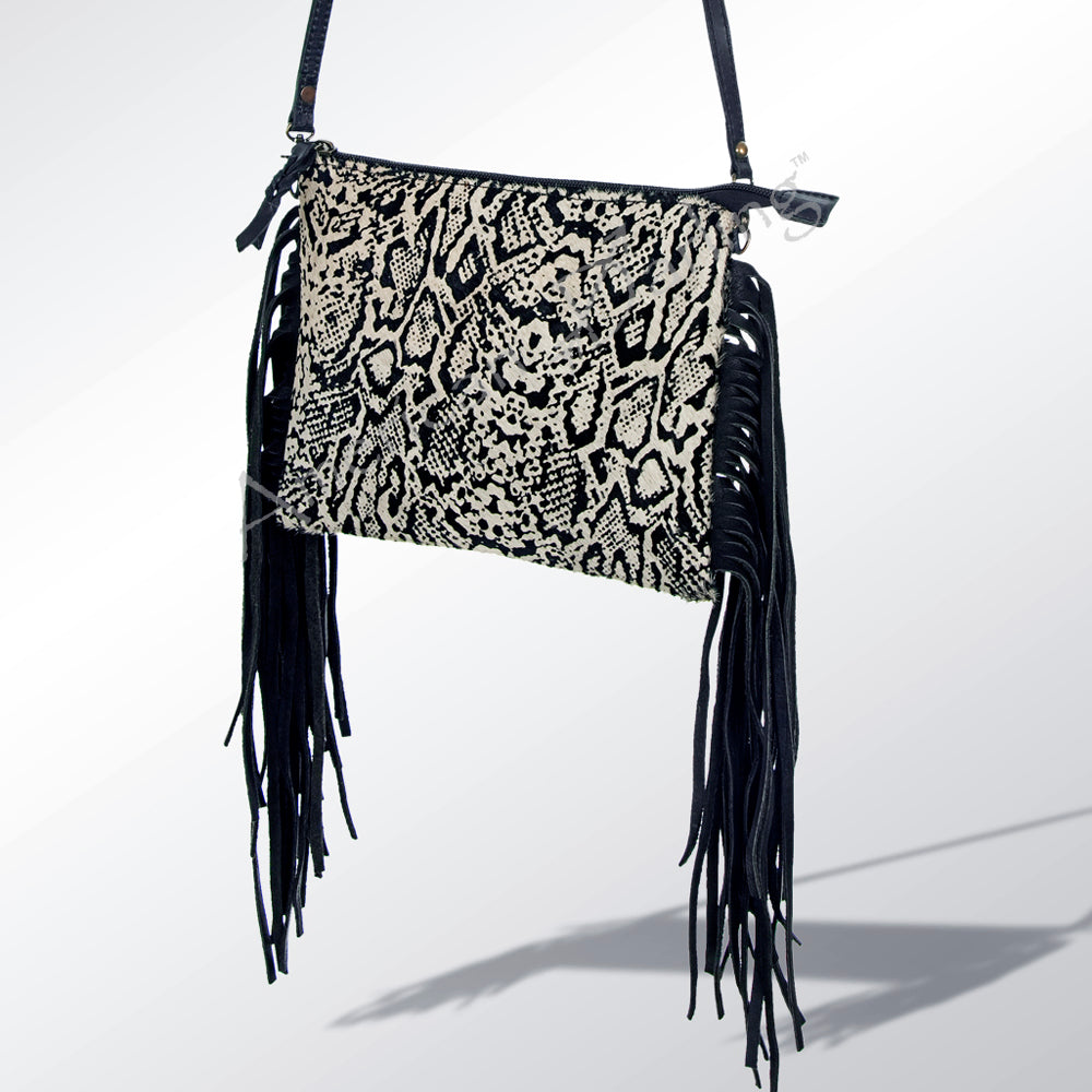 ADBG109 American Darling Western Leather Crossbody Bag Hair-On Cowhide and Fringe