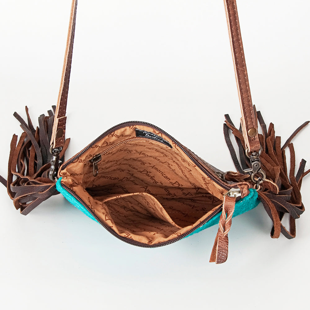 ADBG109 American Darling Hair-On Cowhide Crossbody Bag with Long Leather Fringe