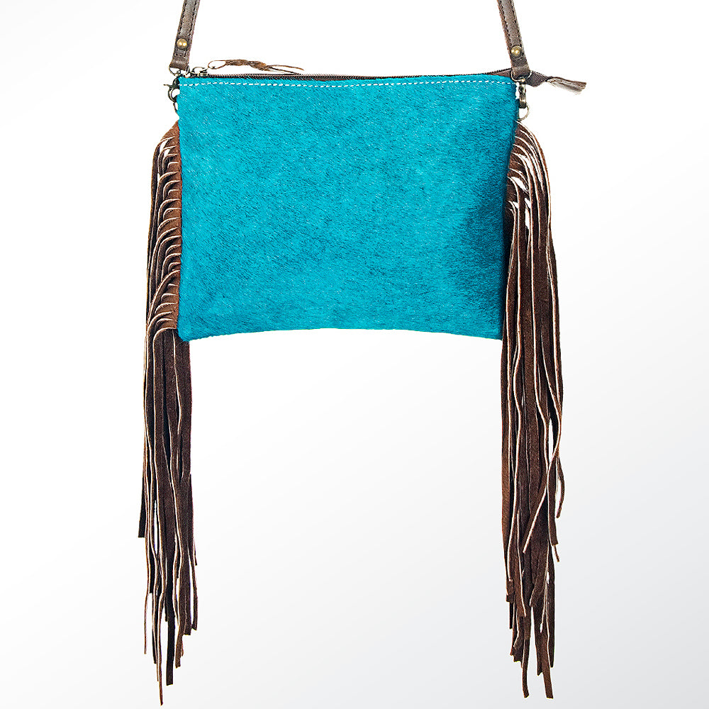 ADBG109 American Darling Hair-On Cowhide Crossbody Bag with Long Leather Fringe