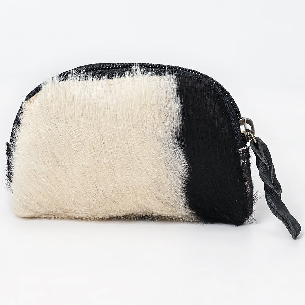 ADBG444 Hair-On Cowhide Leather Coin Purse Western Mini Zip Wallet