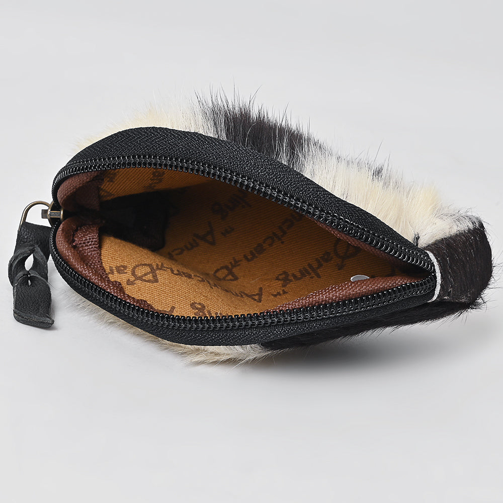 ADBG444 Hair-On Cowhide Leather Coin Purse Western Mini Zip Wallet