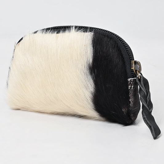 ADBG444 Hair-On Cowhide Leather Coin Purse Western Mini Zip Wallet