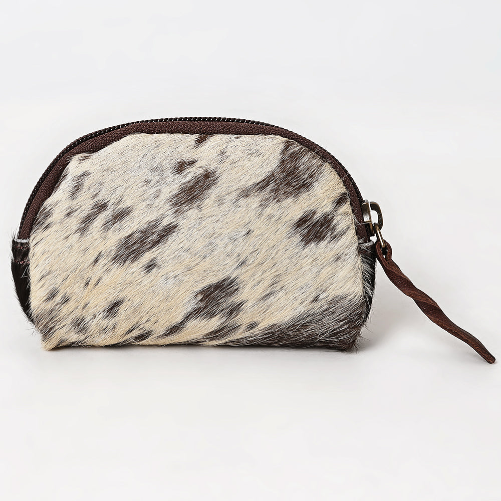 ADBG444 Hair-On Cowhide Leather Coin Purse Western Mini Zip Wallet
