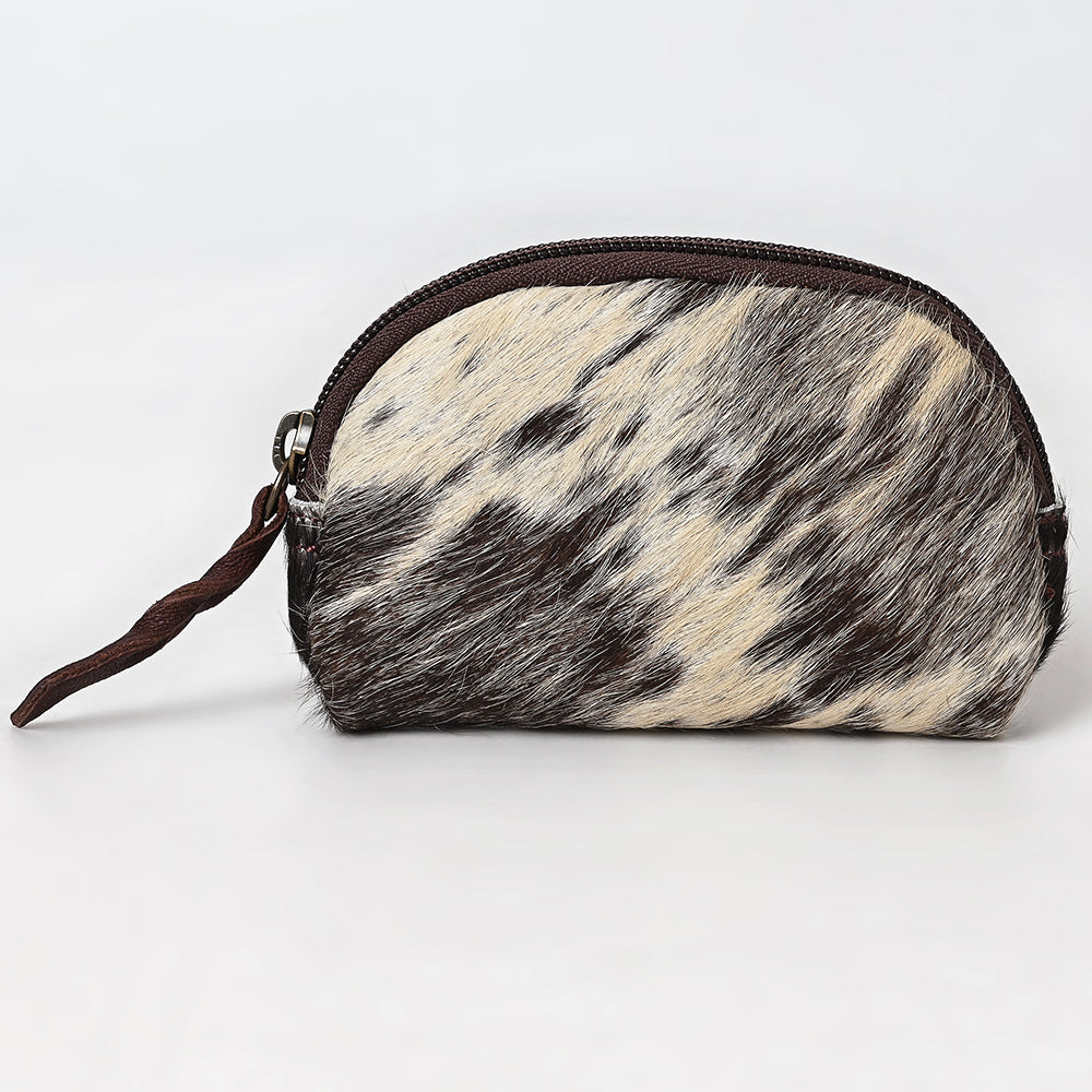 ADBG444 Hair-On Cowhide Leather Coin Purse Western Mini Zip Wallet