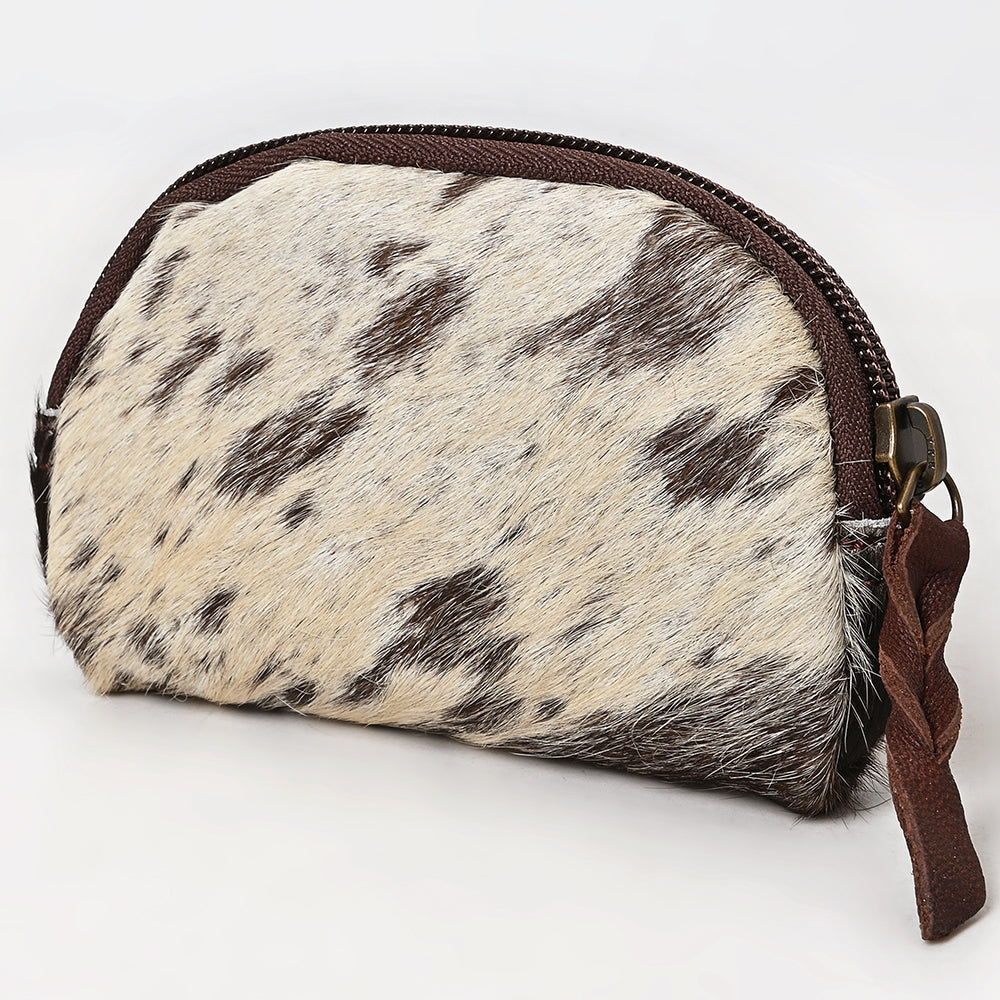 ADBG444 Hair-On Cowhide Leather Coin Purse Western Mini Zip Wallet