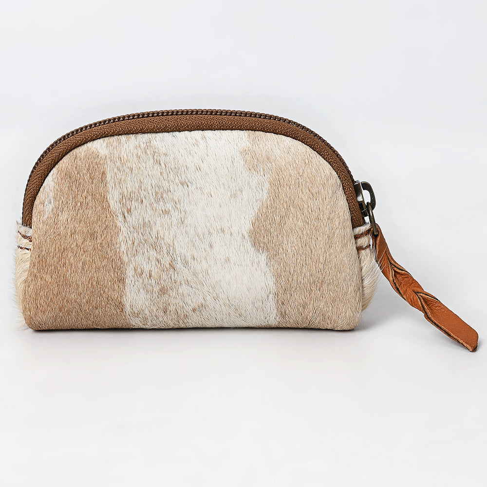 ADBG444 Hair-On Cowhide Leather Coin Purse Western Mini Zip Wallet