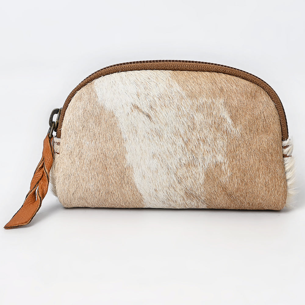 ADBG444 Hair-On Cowhide Leather Coin Purse Western Mini Zip Wallet