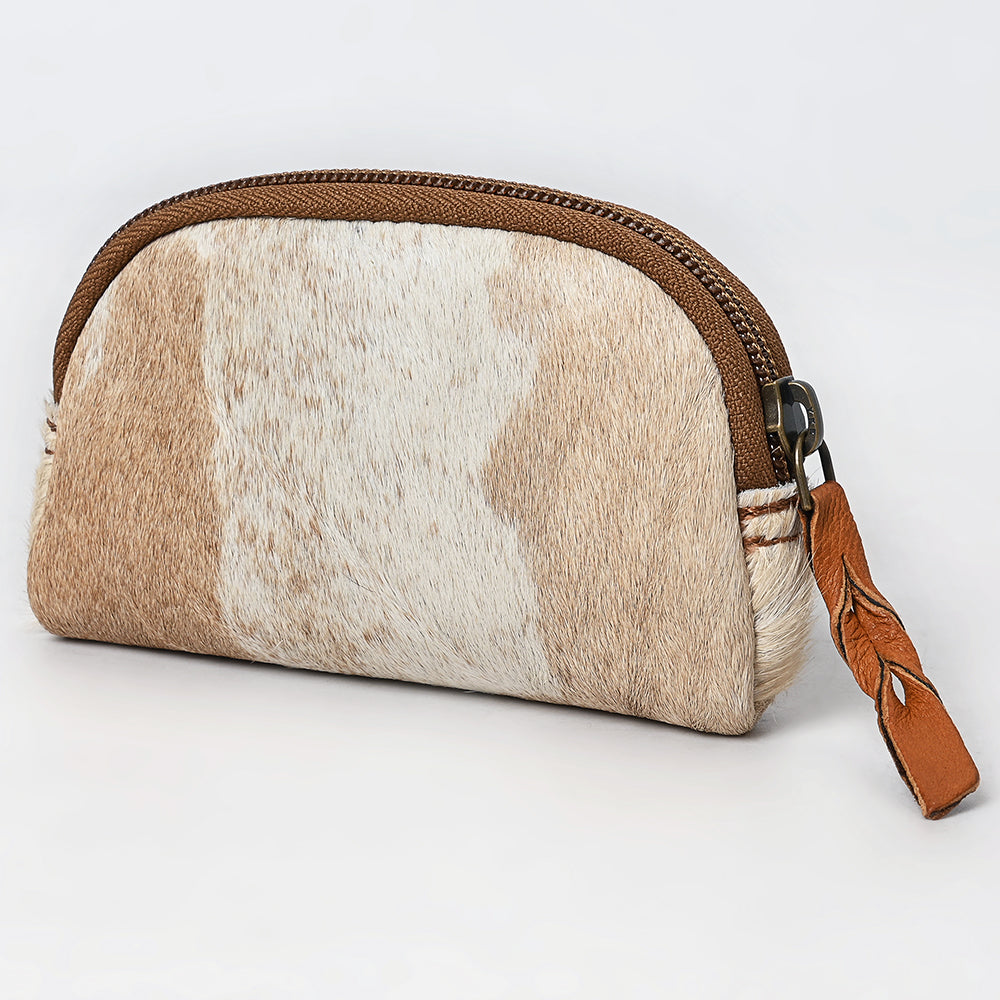 ADBG444 Hair-On Cowhide Leather Coin Purse Western Mini Zip Wallet