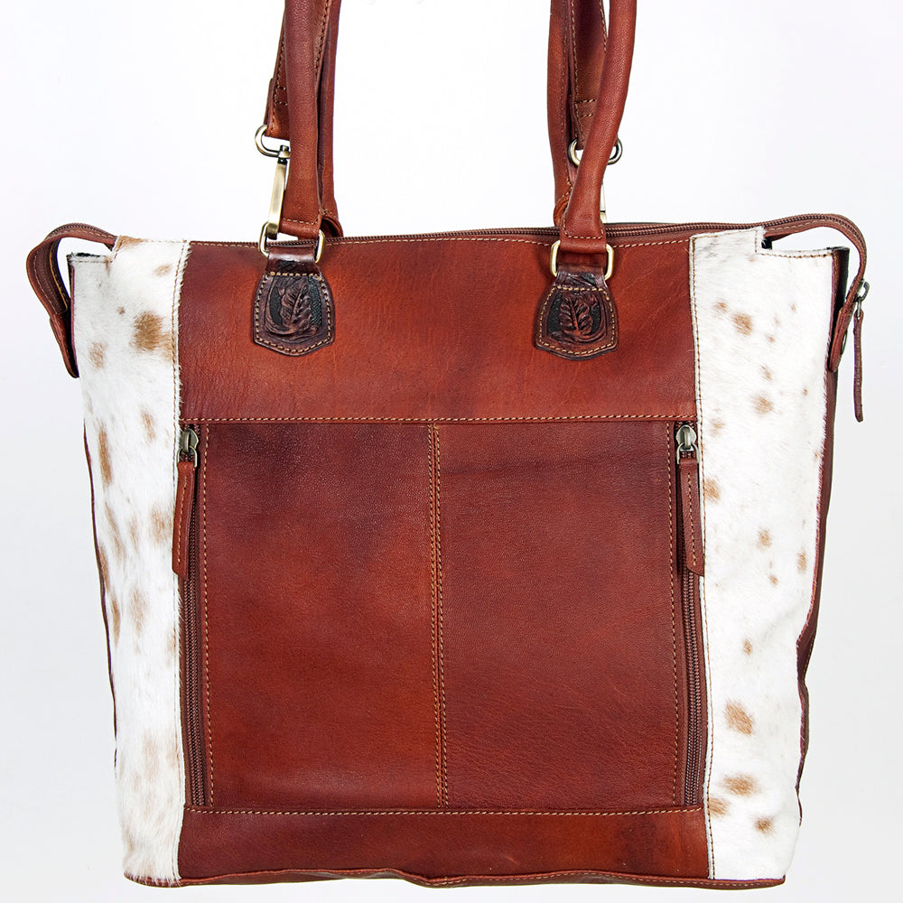 ADBGI105 Western Tote Bag - Genuine Leather & Hair-On Hide with Tooled Detailing