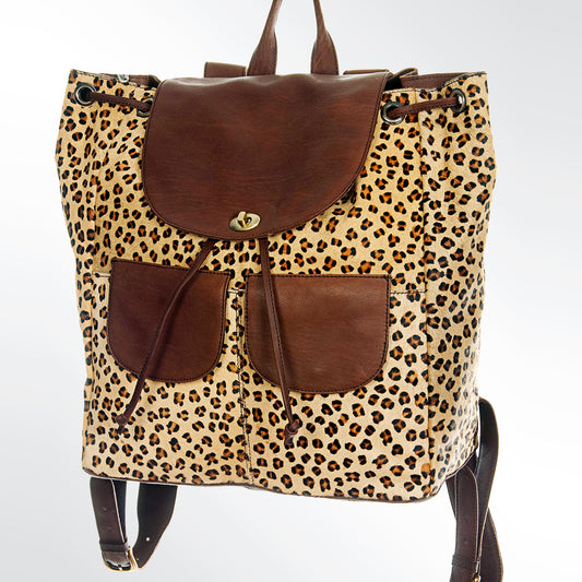 ADBGI110 Tooled Leather Western Backpack - Hair-On Hide with Floral Carving