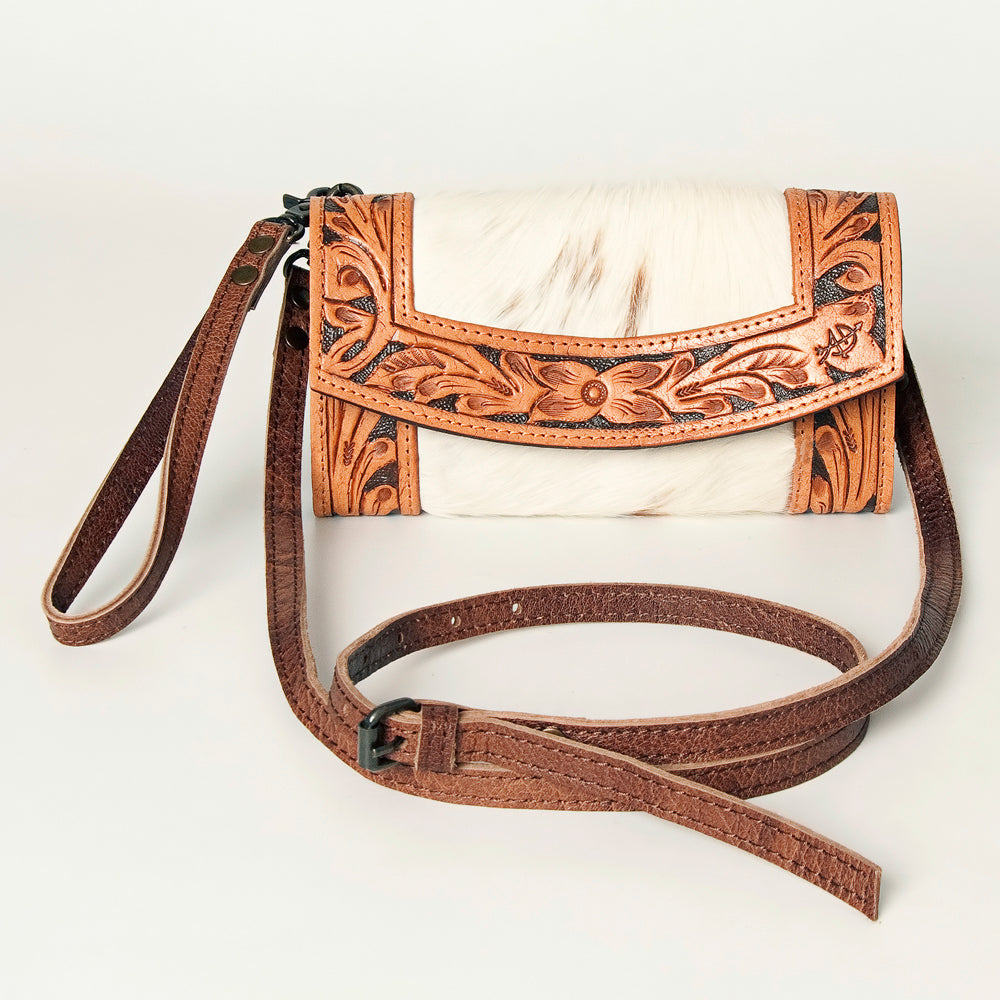 ADBG518 Cowhide Wallet Bag with Turquoise Hand-Painted Leather Accents