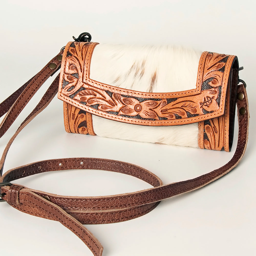 ADBG518 Cowhide Wallet Bag with Turquoise Hand-Painted Leather Accents