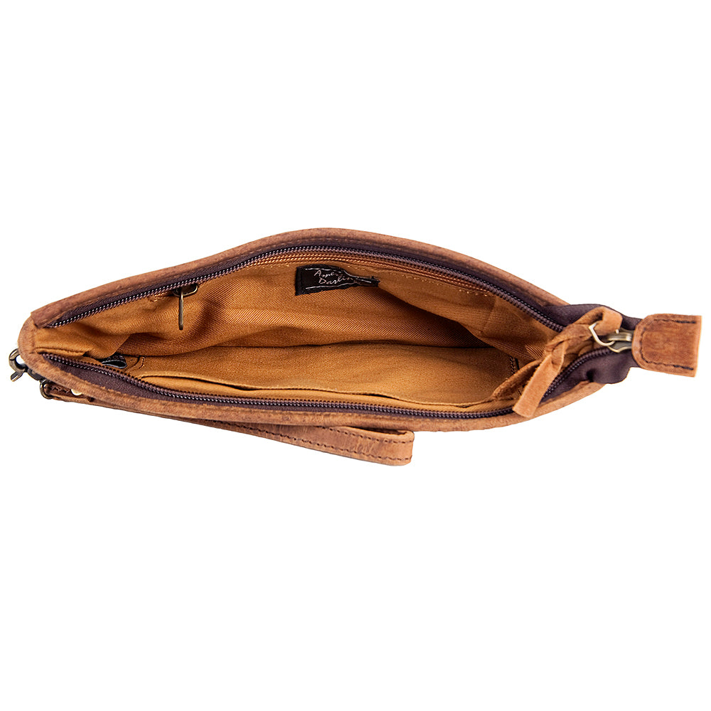 ADBG344 Printed Hair-On Hide Wristlet Clutch with Leather Strap