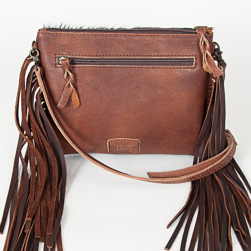 ADBG109 American Darling Hair-On Cowhide Leather Western Crossbody Bag with Fringes
